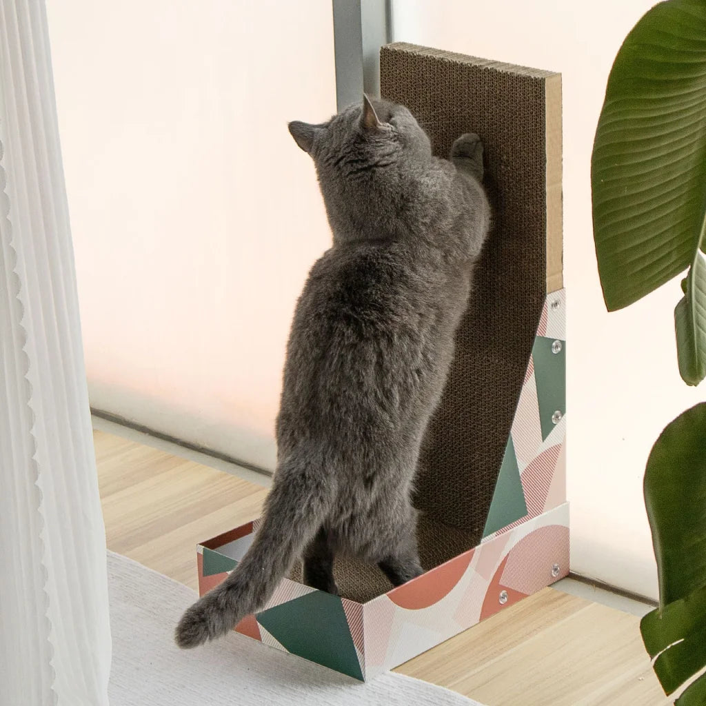 Pop Pattern Cat Scratching Post and Lounge 350x250x600mm corrugated