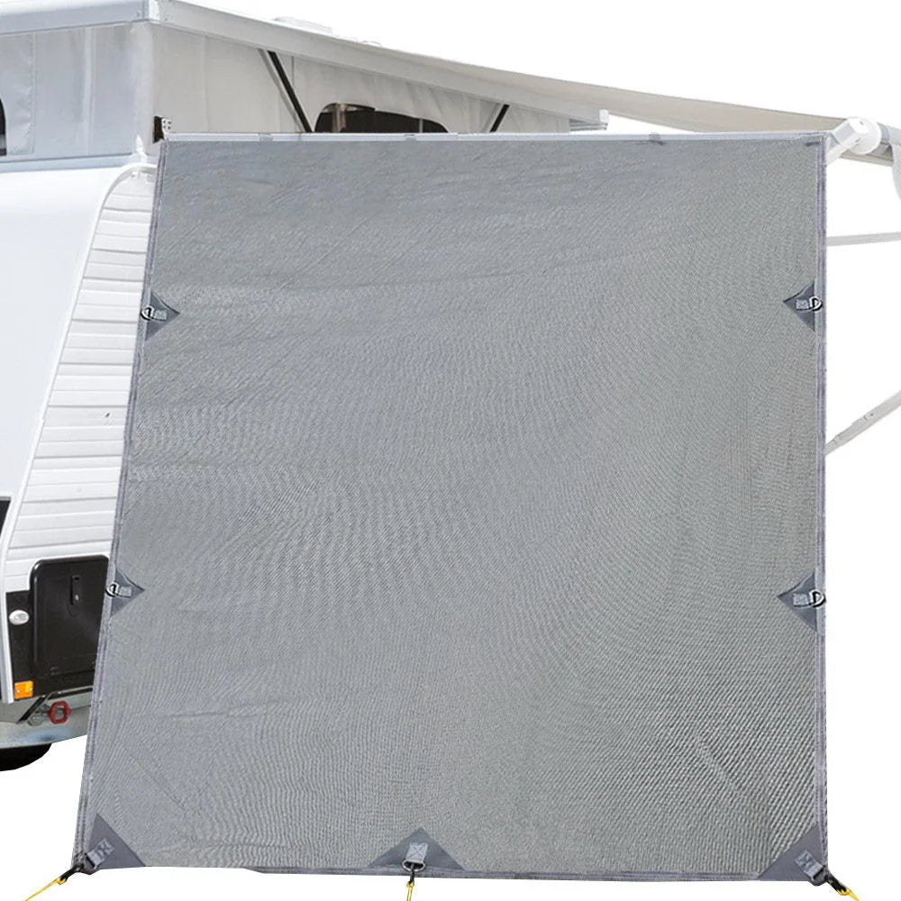 8m privacy screen roll with sun shade panel and vertical support post