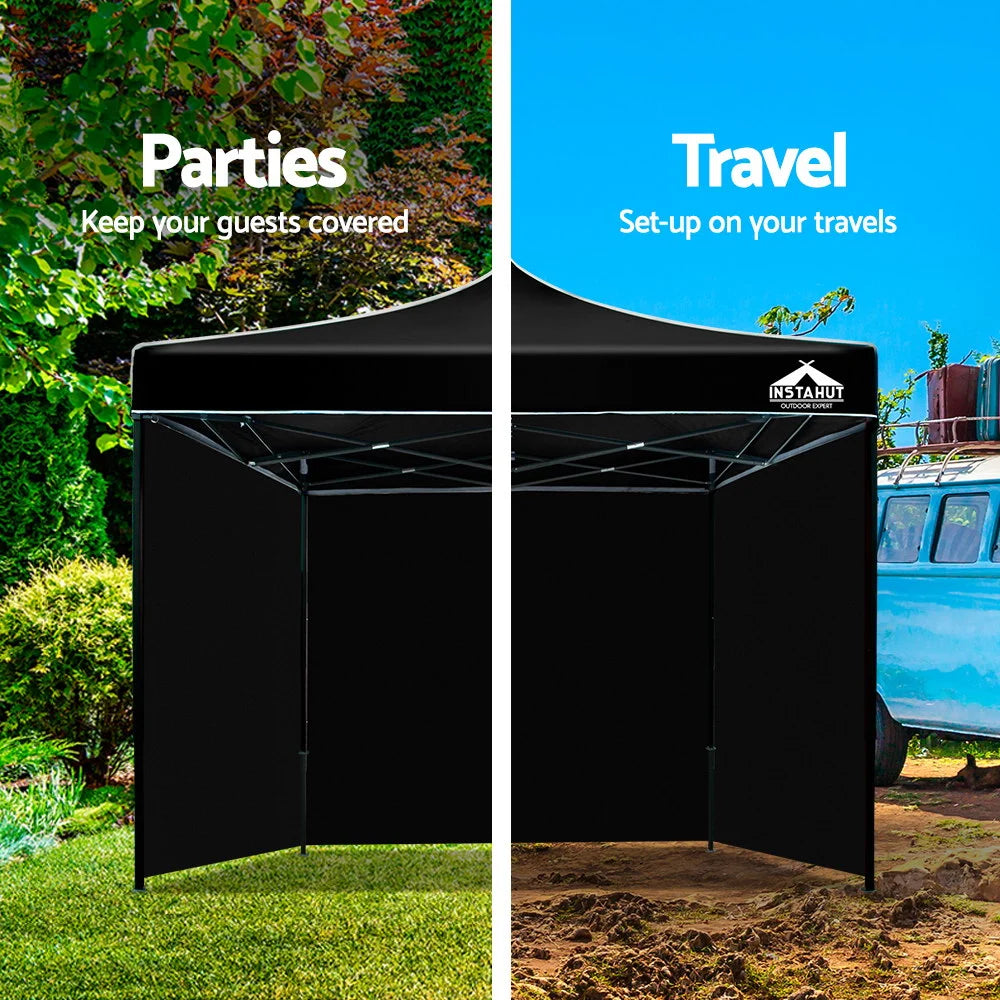 Pop-Up Gazebo Marquee 3x3m Folding Wedding Tent Shade Black