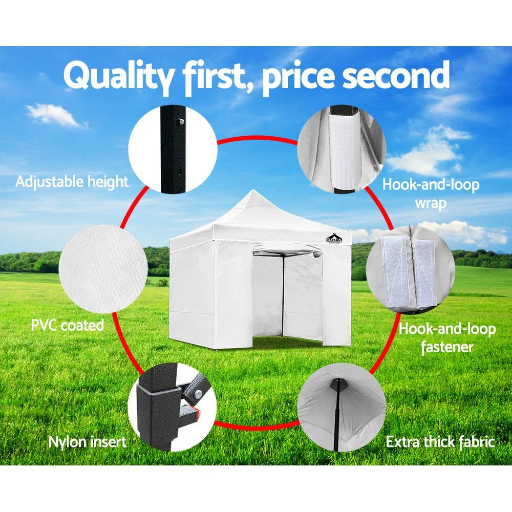 Pop-Up Gazebo Marquee 3x3m Folding Wedding Tent Shade White