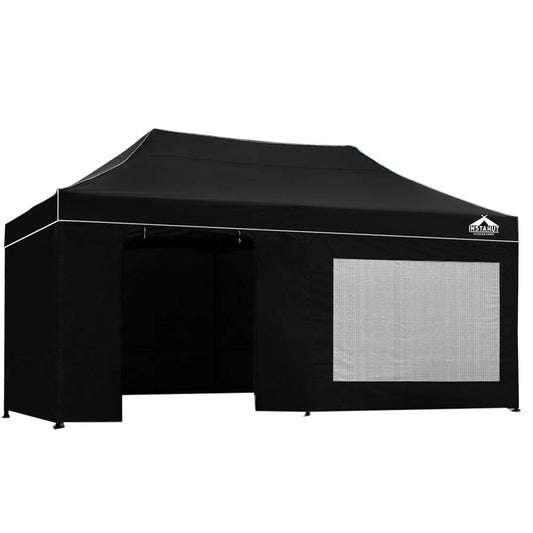 Pop-Up Gazebo Marquee 3x6m Folding Wedding Tent Shade Black