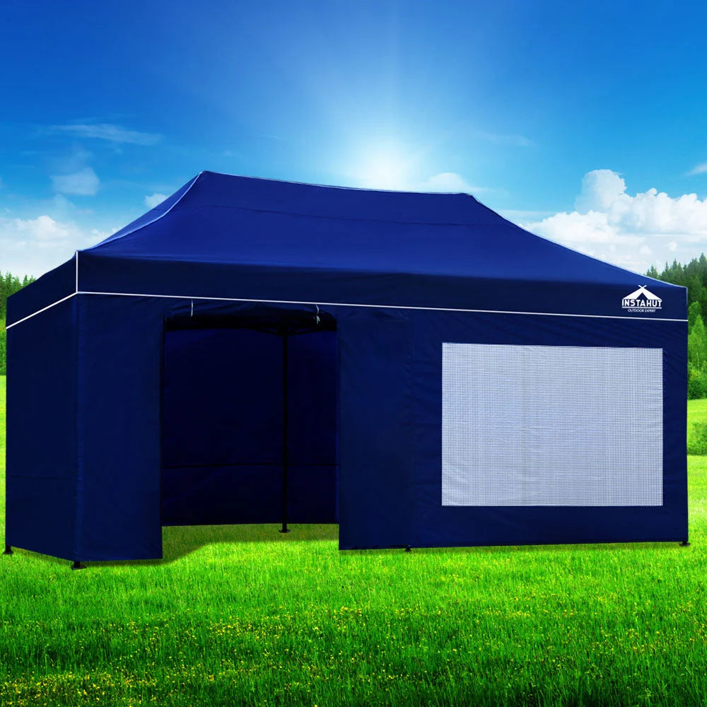 Pop-Up Gazebo Marquee 3x6m Folding Wedding Tent Shade Blue