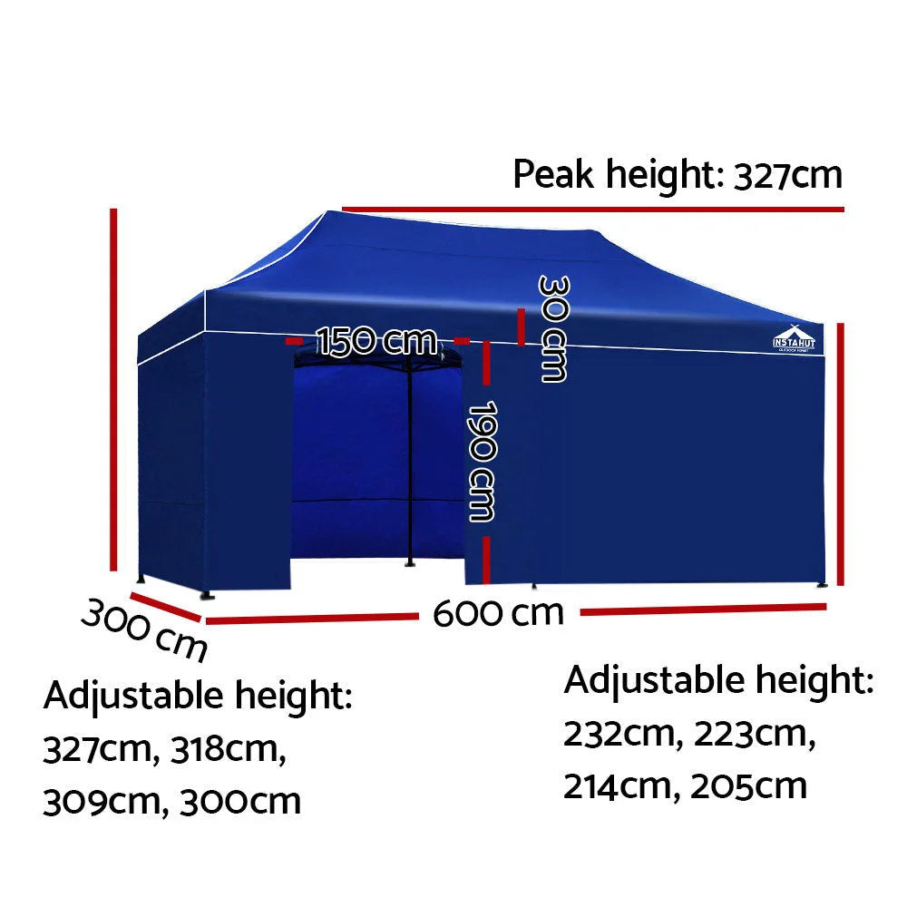 Pop-Up Gazebo Marquee 3x6m Folding Wedding Tent Shade Blue