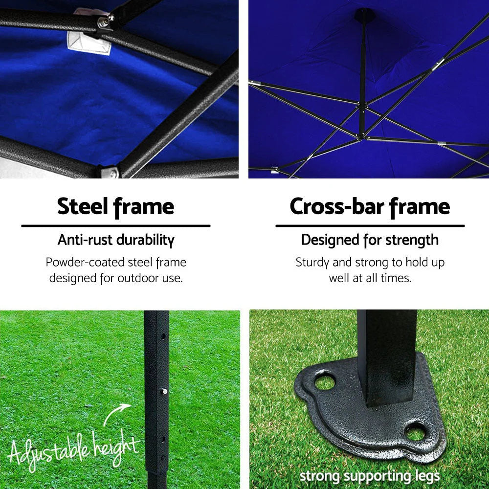 Pop-Up Gazebo Marquee 3x6m Folding Wedding Tent Shade Blue