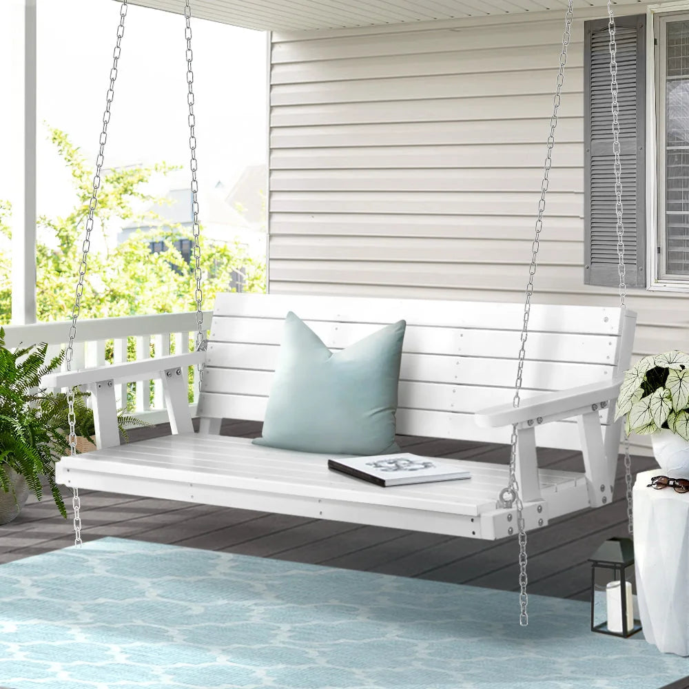 Porch Swing Chair with Chain Outdoor Furniture 3 Seater Bench