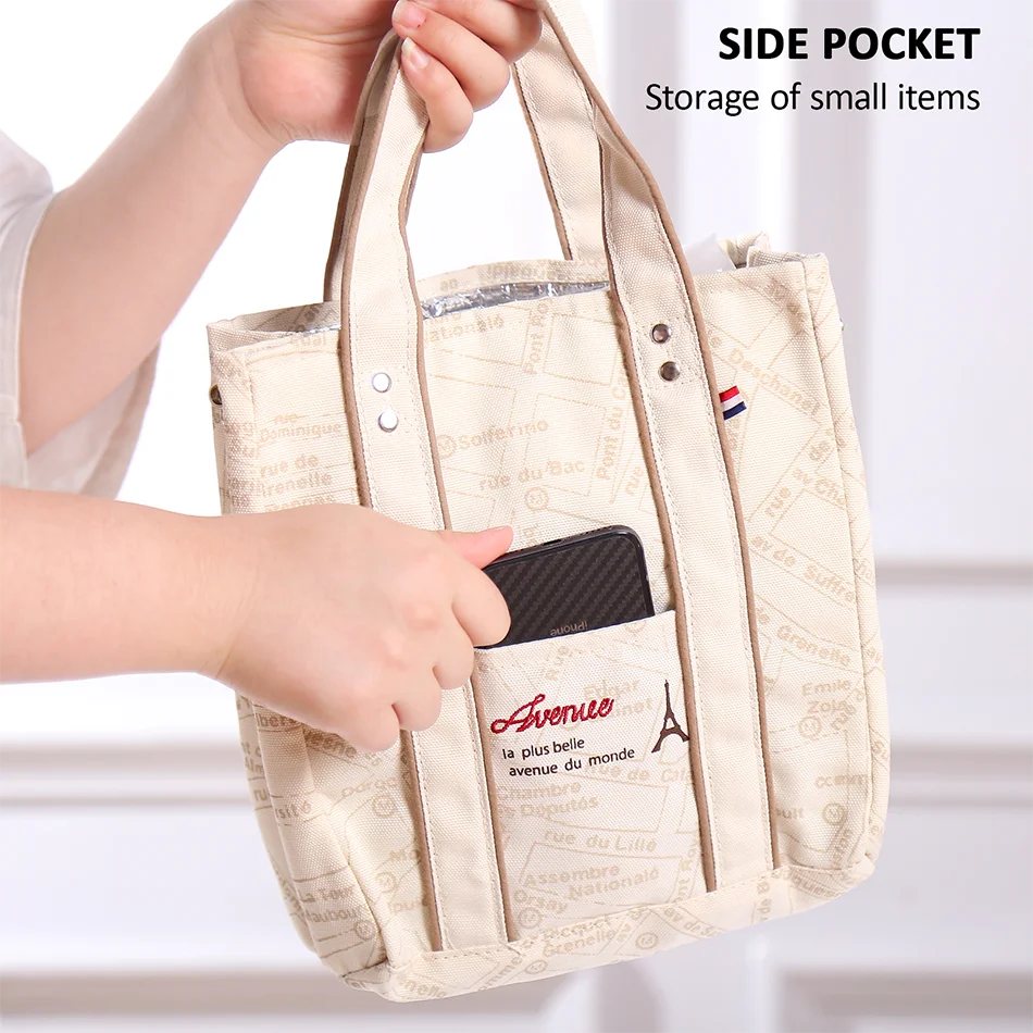 Portable 22*11.5*25cm Insulated Lunch Bag Food Container