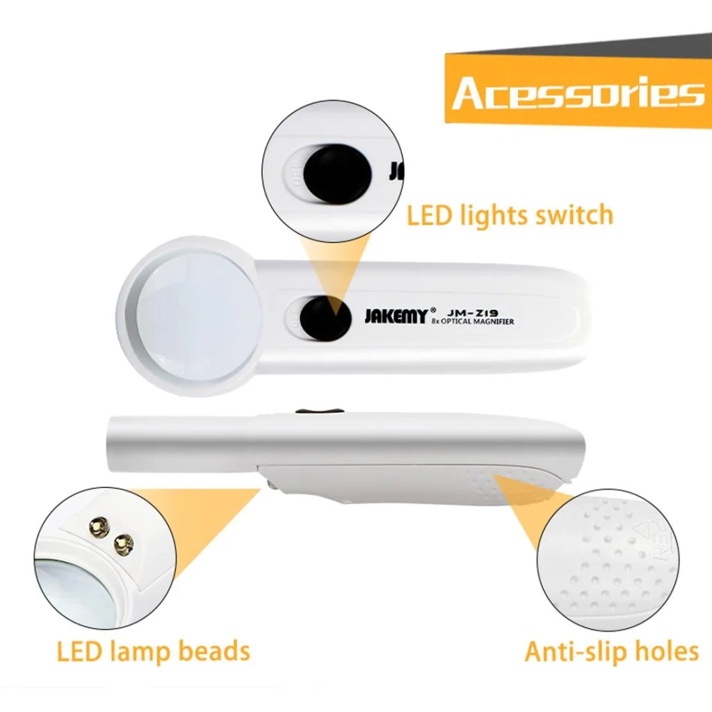 Portable 8x Optical Magnifier with Led Light - Z19 - Tools