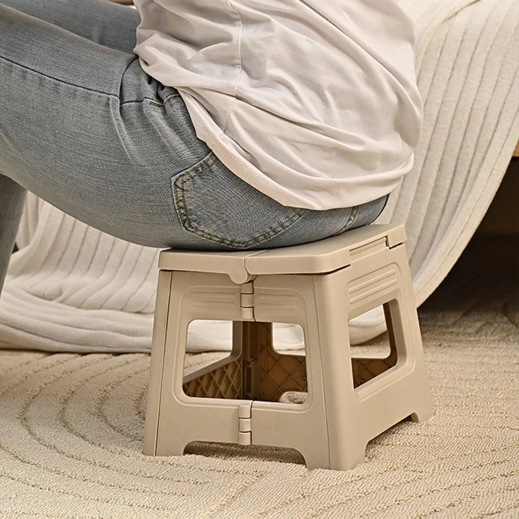 Adjustable folding plastic stool chair