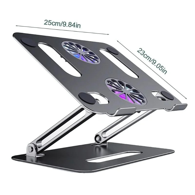 Portable Aluminum Laptop Stand With Cooling And Type C Cable - Gray-1915197790405922818