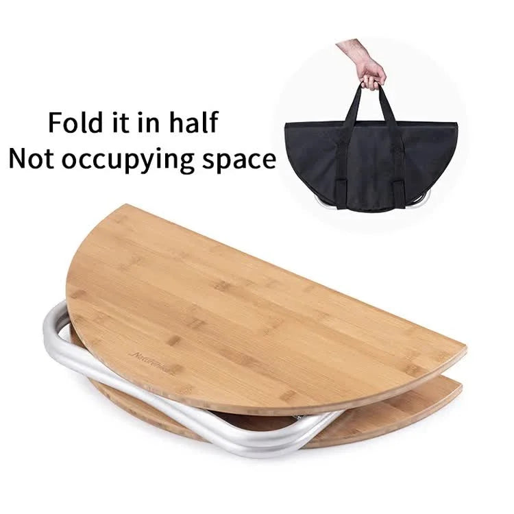 Portable Bamboo Folding Camping Table - Lightweight Round