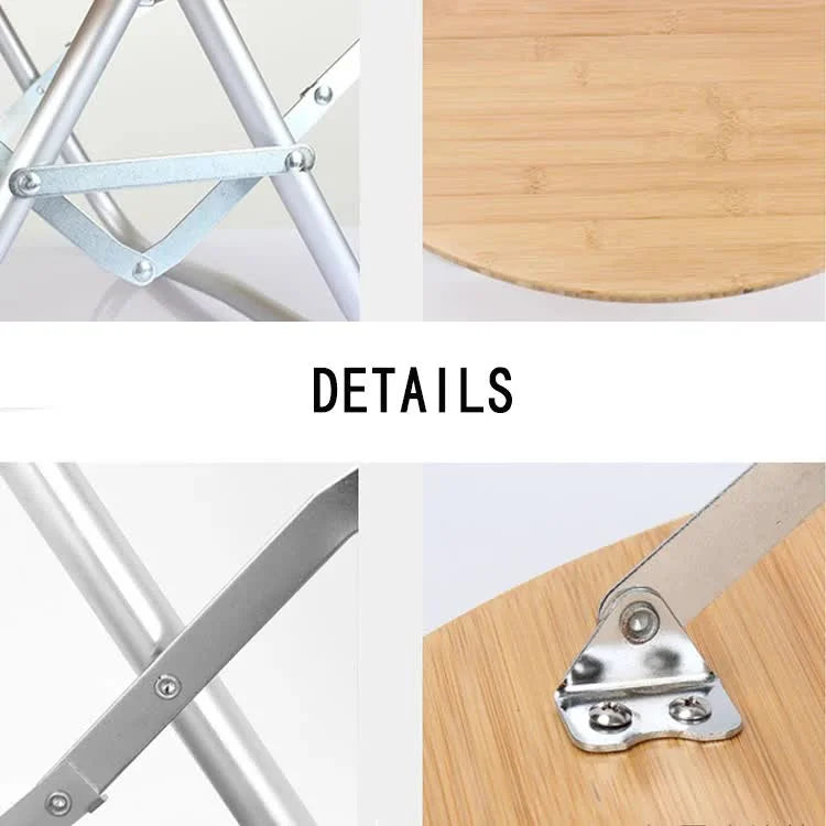 Portable Bamboo Folding Camping Table - Lightweight Round