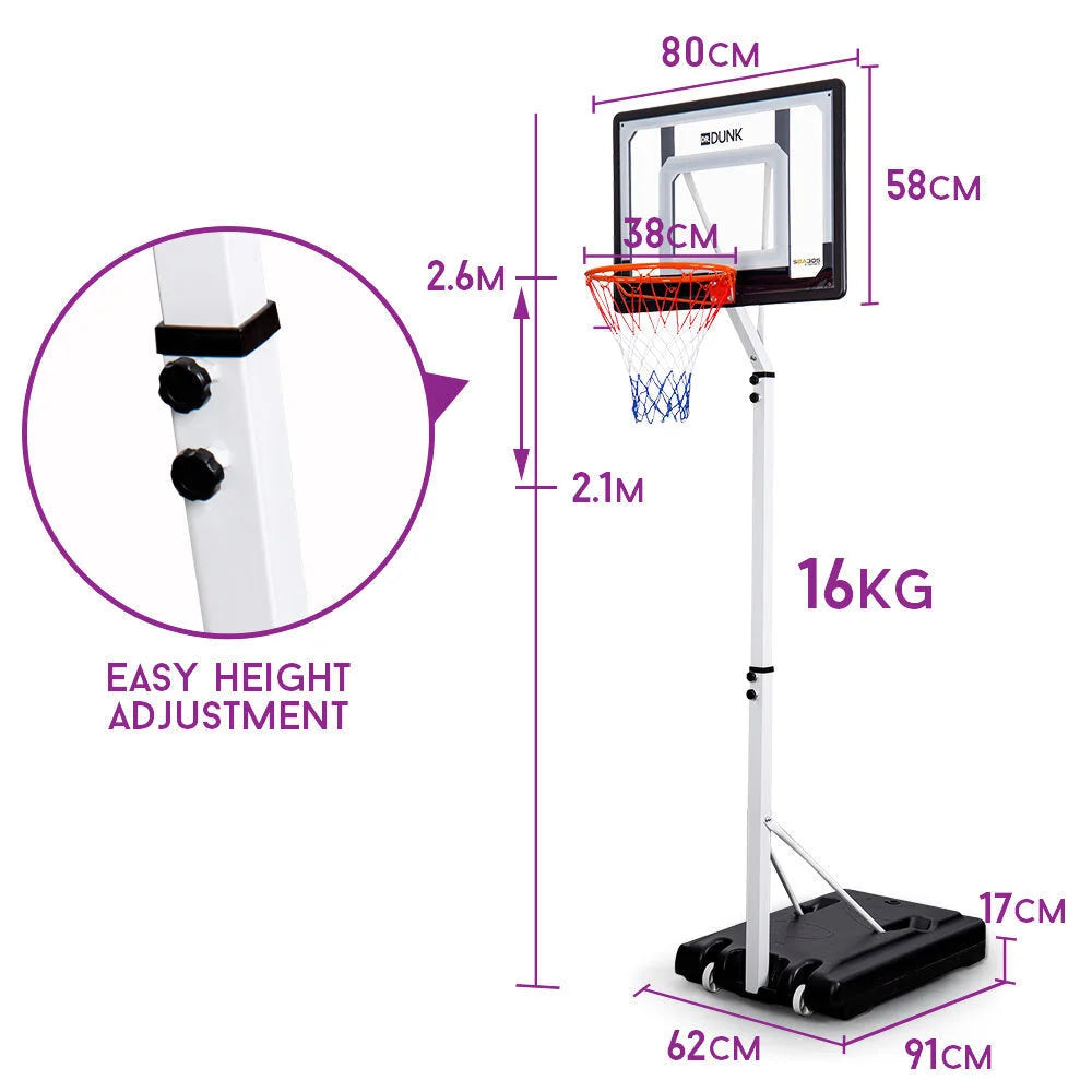 Portable Basketball Hoop Stand System Height Adjustable Net