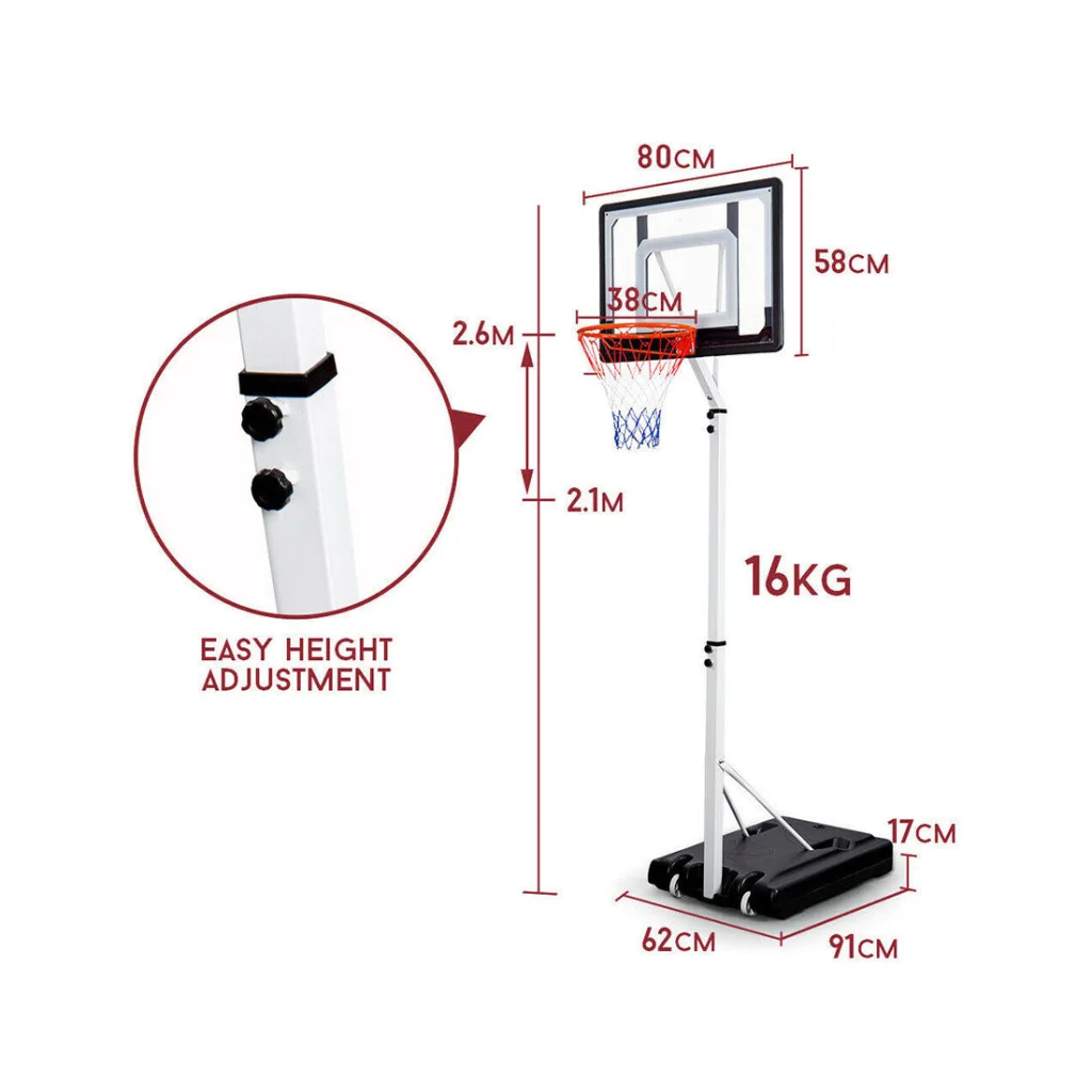 Portable Basketball Hoop Stand System Height Adjustable Net