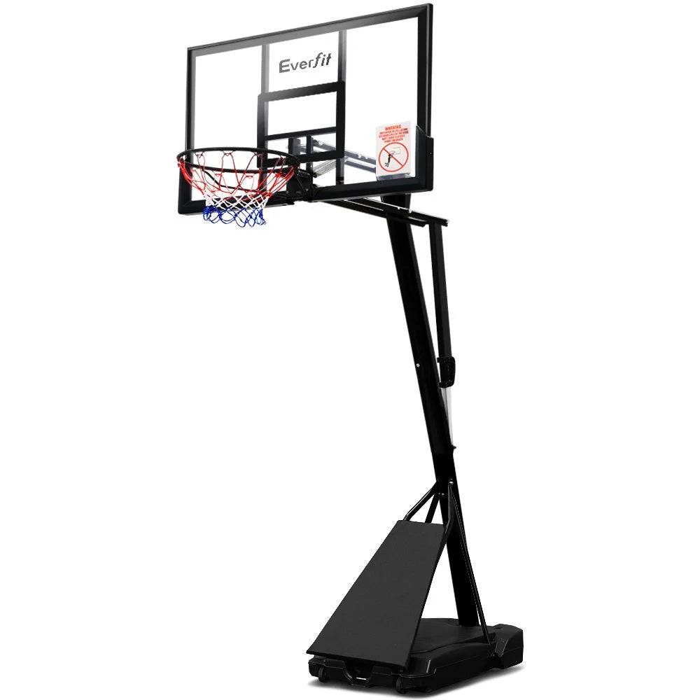 Portable basketball stand with adjustable supports and fitted brackets