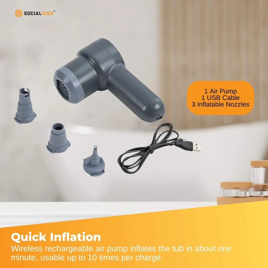 Portable Bathtub and Wireless Pump - Inflatable Foldable