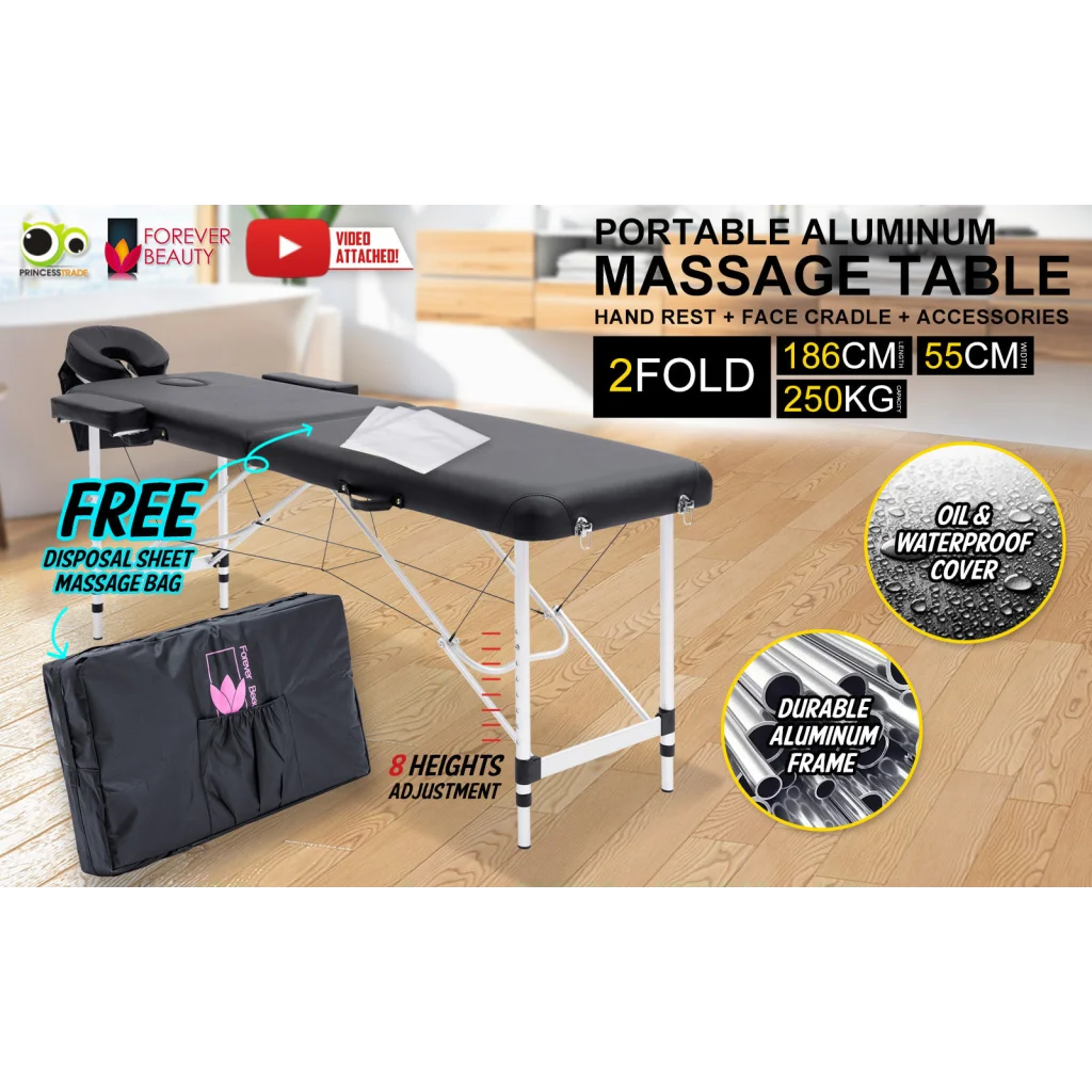 Portable Beauty Massage Table Bed Therapy Waxing 2 Fold