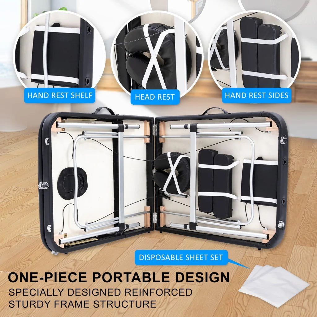 Portable Beauty Massage Table Bed Therapy Waxing 3 Fold