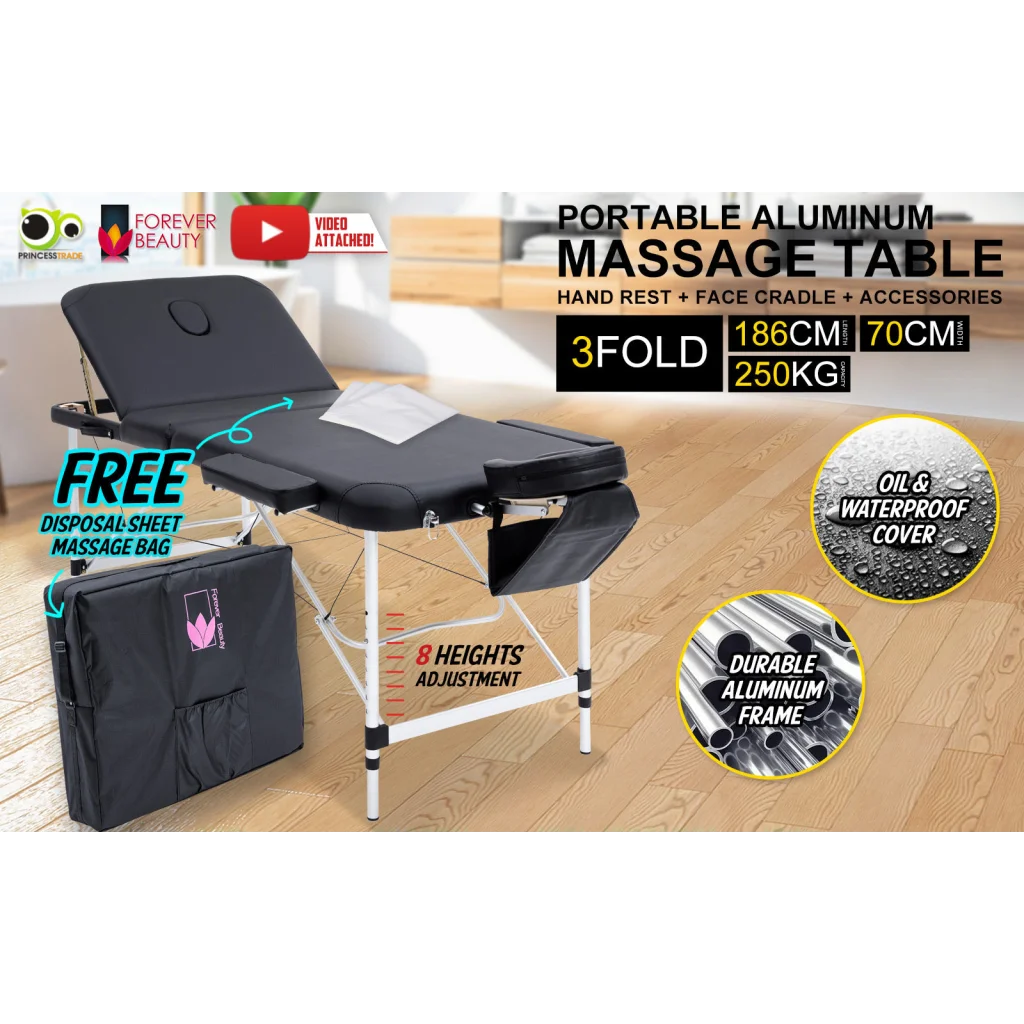 Portable Beauty Massage Table Bed Therapy Waxing 3 Fold