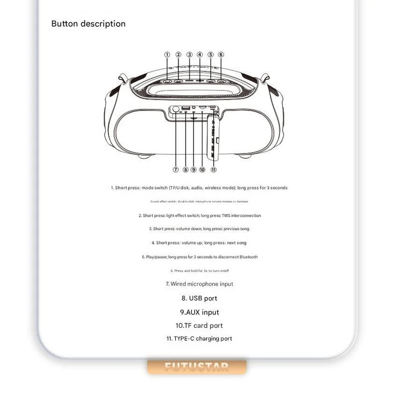 Portable Bluetooth 5.3 Speaker - 60W Powerful Sound RGB