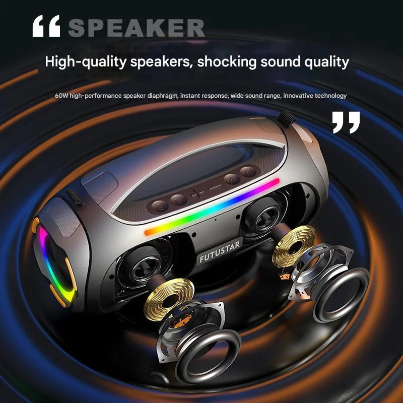 Portable Bluetooth 5.3 Speaker - 60W Powerful Sound RGB