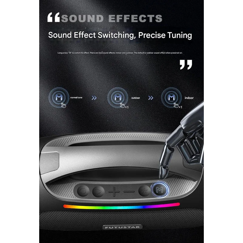 Portable Bluetooth 5.3 Speaker - 60W Powerful Sound RGB