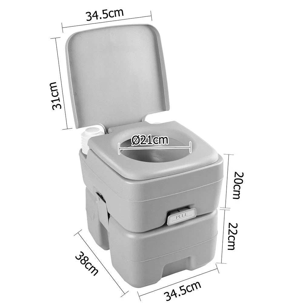 Portable Camping Toilet 20L with Carry Bag Grey - Outdoor