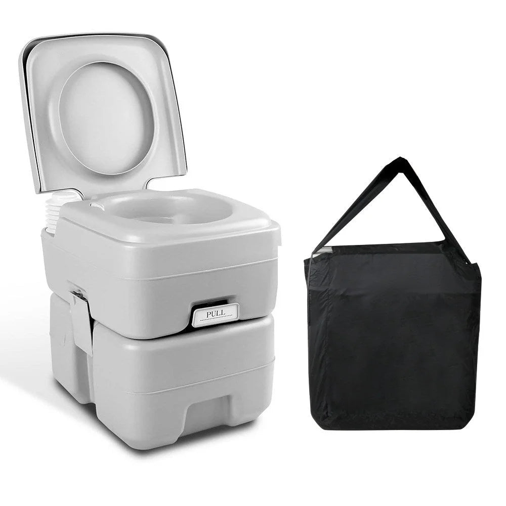 Portable Camping Toilet 20L with Carry Bag Grey - Outdoor