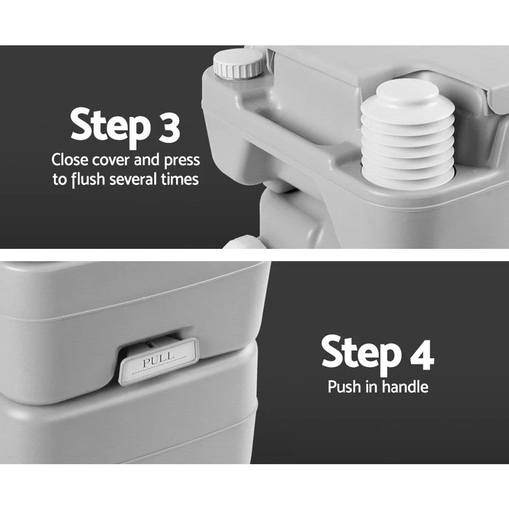 Portable Camping Toilet 20L with Carry Bag Grey - Outdoor