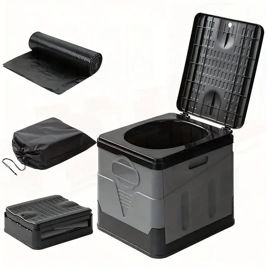 Portable Car Toilet with Integrated Waste Bin - Durable PP