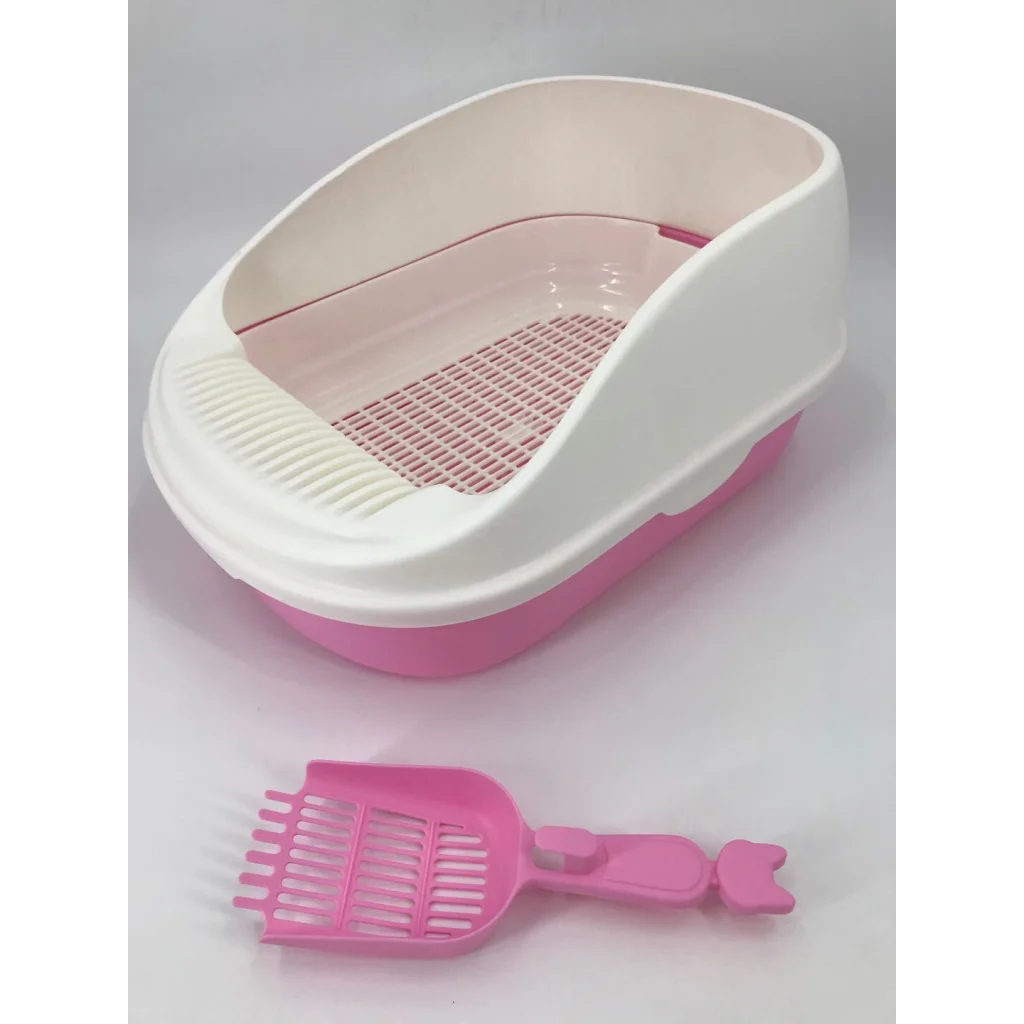 Portable Cat Toilet Litter Box Tray with Scoop & Grid Tray
