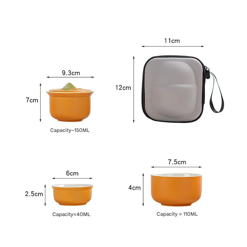 Portable Ceramic Tea Set for Travel - Quick Gaiwan with 3