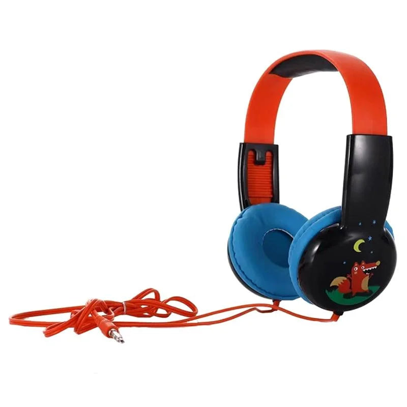 Portable Children’S Wired Headphones - Black Red