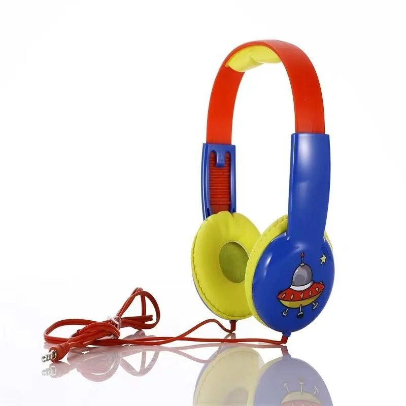 Portable Children’S Wired Headphones - Black Red