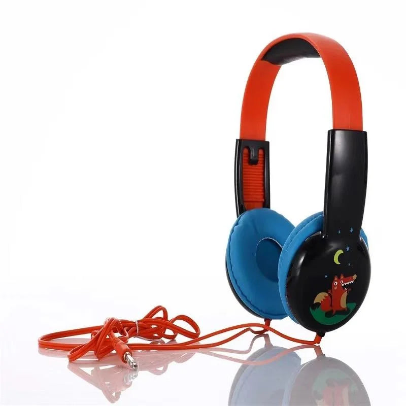 Portable Children’S Wired Headphones - Black Red