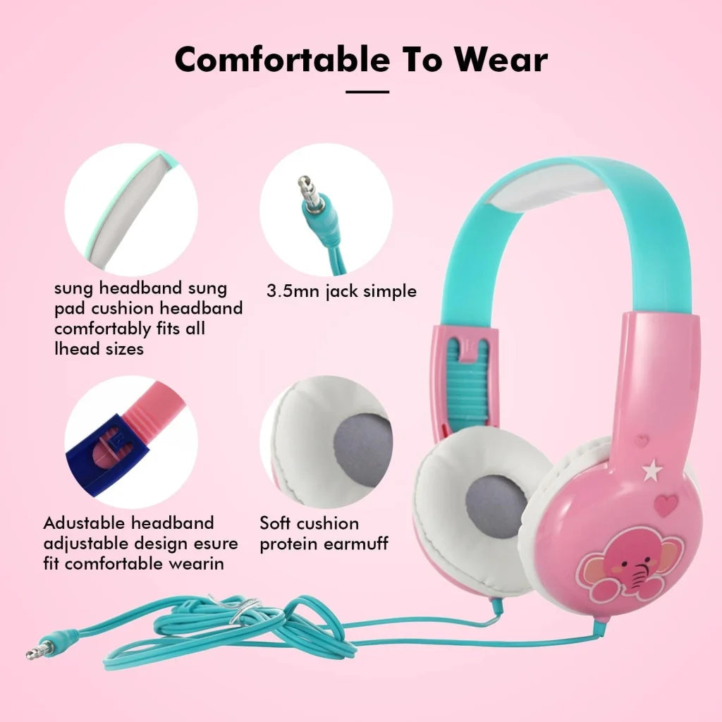 Portable Children’S Wired Headphones - Black Yellow