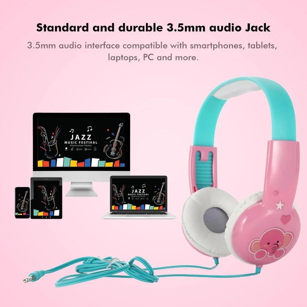 Portable Children’S Wired Headphones - Blue Red
