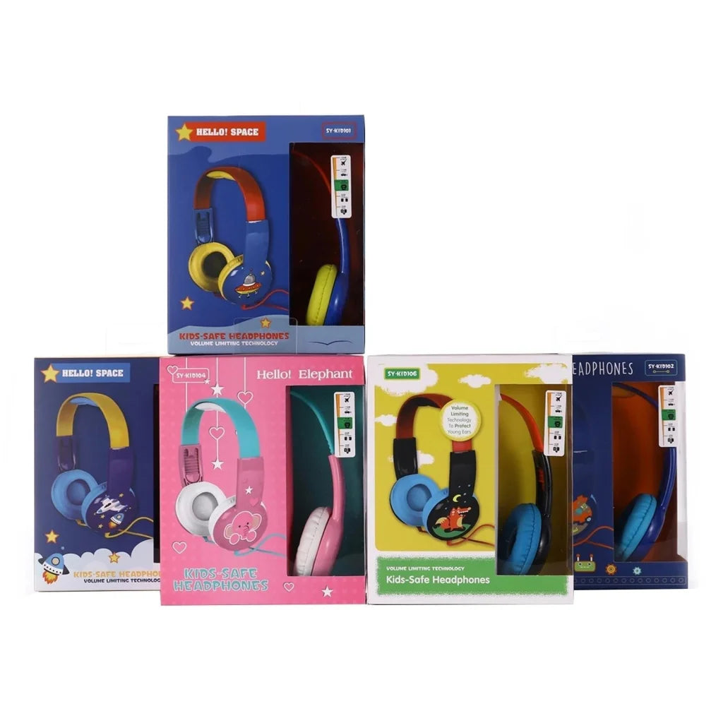 Portable Children’S Wired Headphones - Blue Red