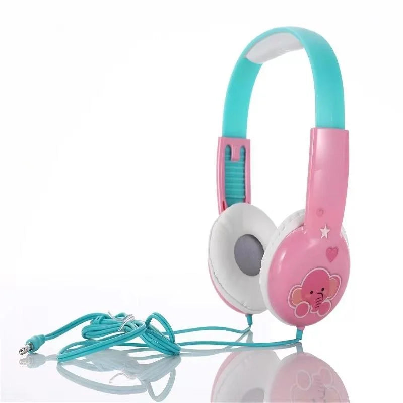 Portable Children’S Wired Headphones - Pink Green