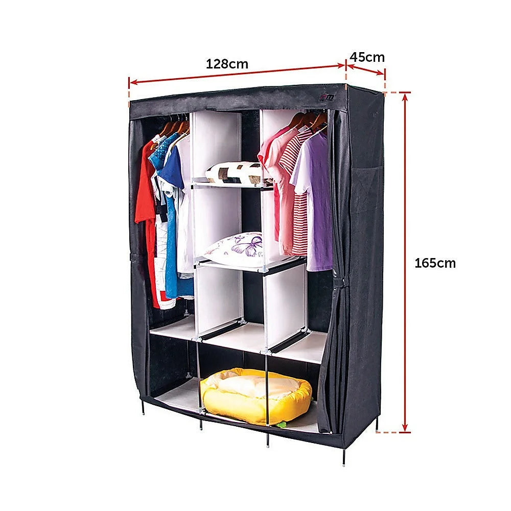 Portable Clothes Closet Large Canvas Wardrobe Storage