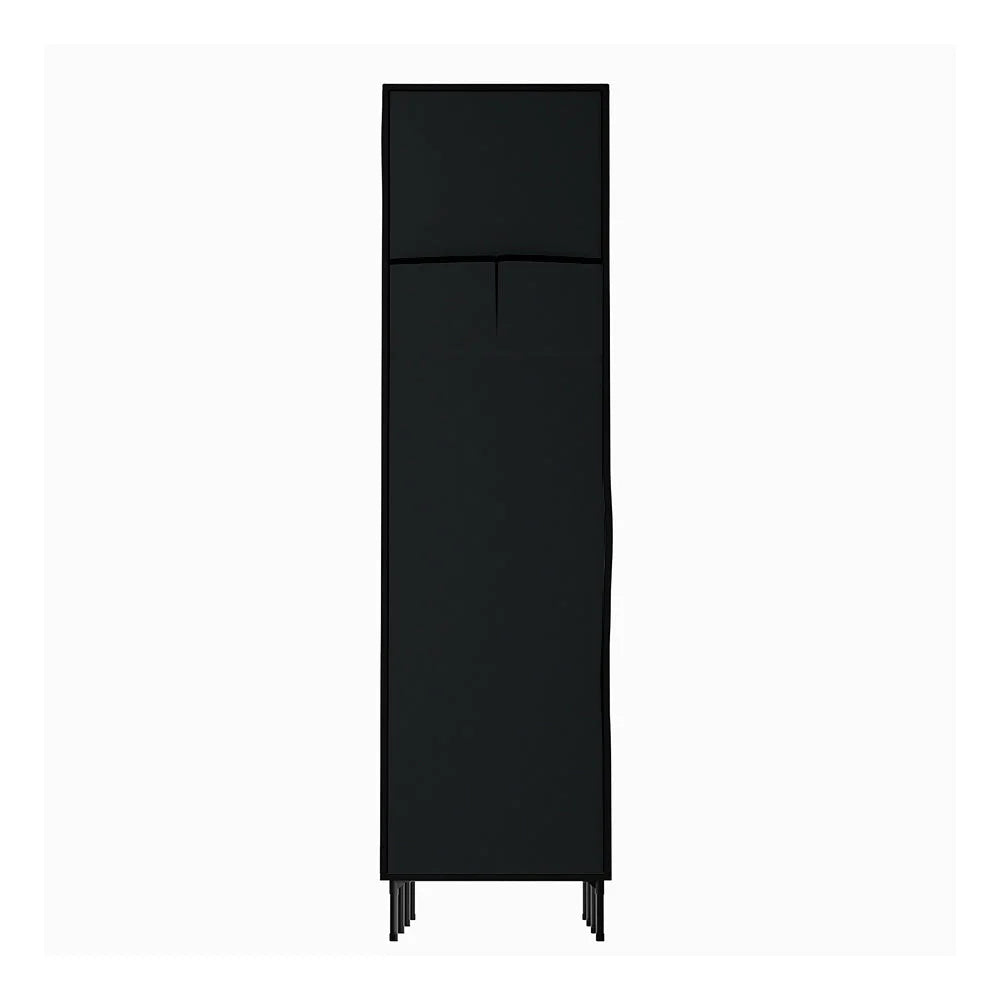Black portable clothes closet with caster wheels and side handle rail