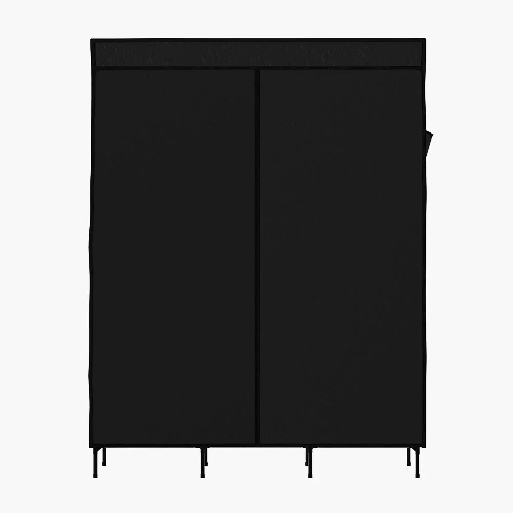 Portable Clothes Closet Wardrobe Large with Shelf - Black