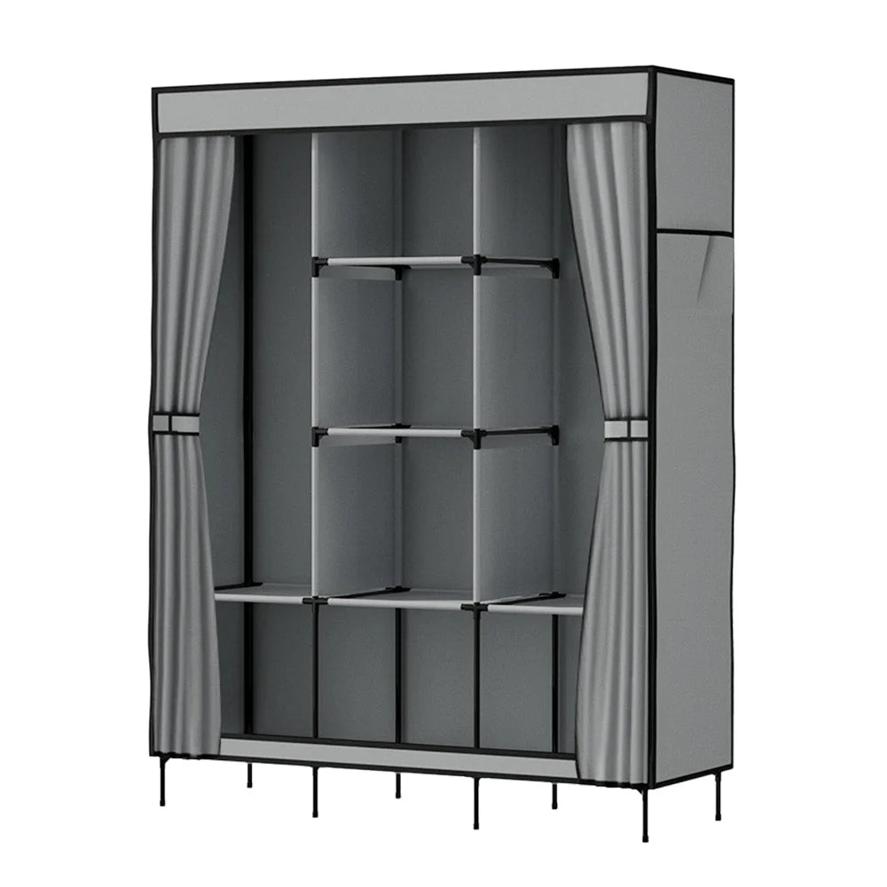 Portable Clothes Closet Wardrobe Large with Shelf - Grey