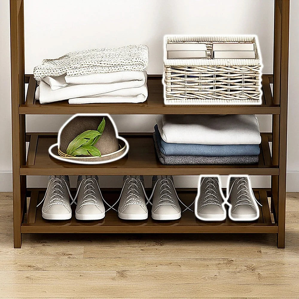 Bamboo portable clothes rack