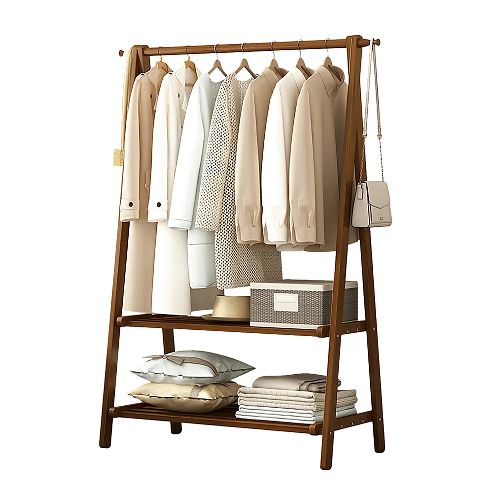 Bamboo portable clothes rack
