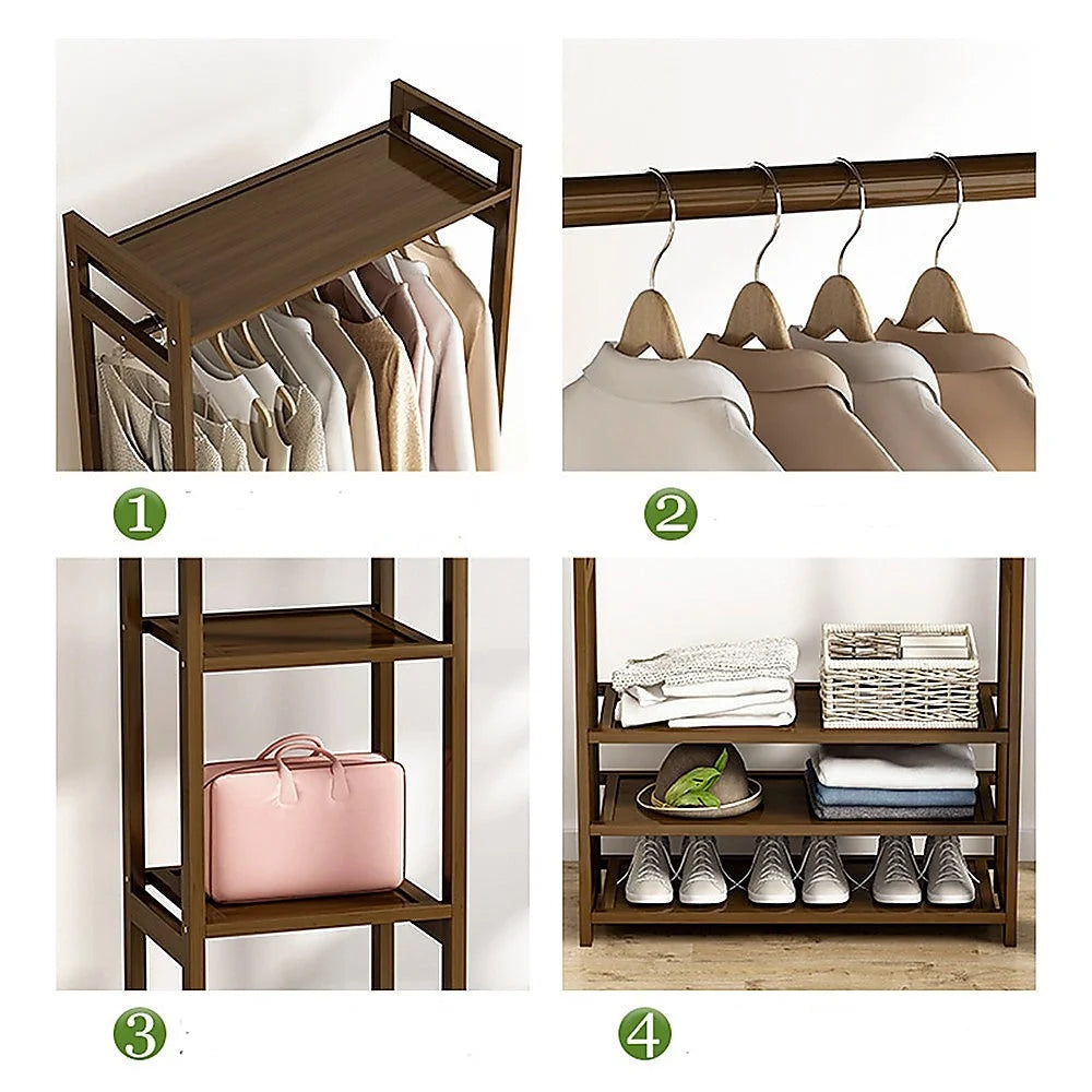 Bamboo portable clothes rack