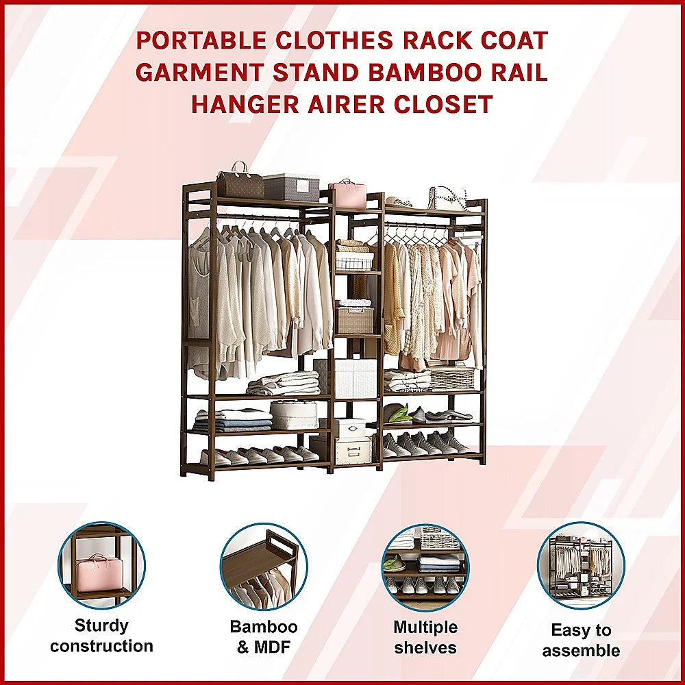 Bamboo portable clothes rack