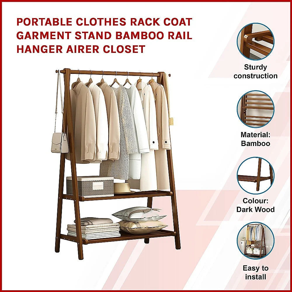 Storage rack with clothes coat open shelves and sturdy frame