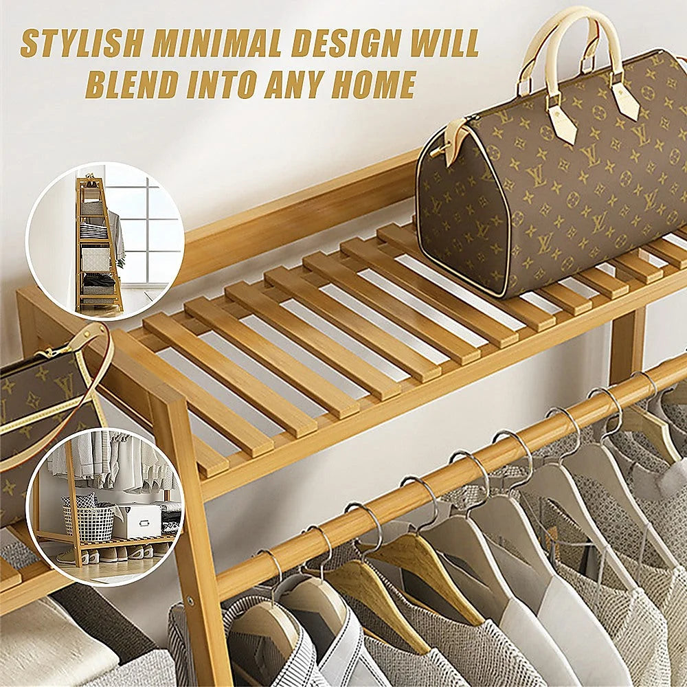 Storage rack with shelf tiers and metal supports