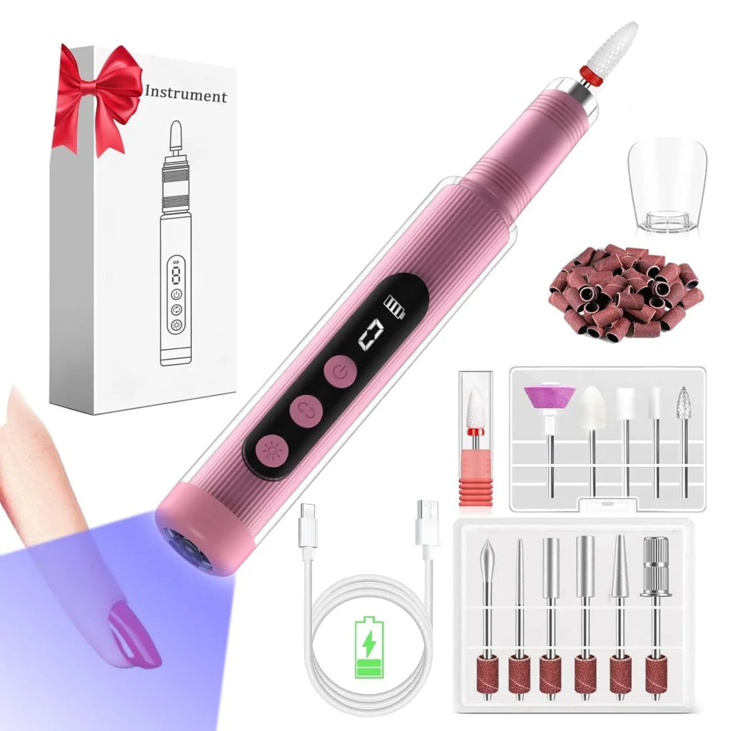 Portable Cordless Electric Nail Drill Kit with UV Lamp