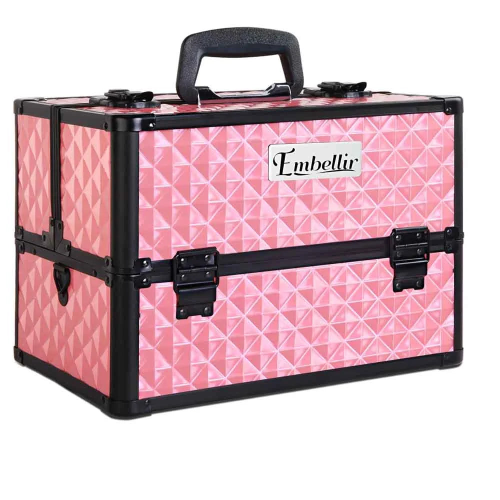 Pink Portable Cosmetic Beauty Makeup Case Diamond
